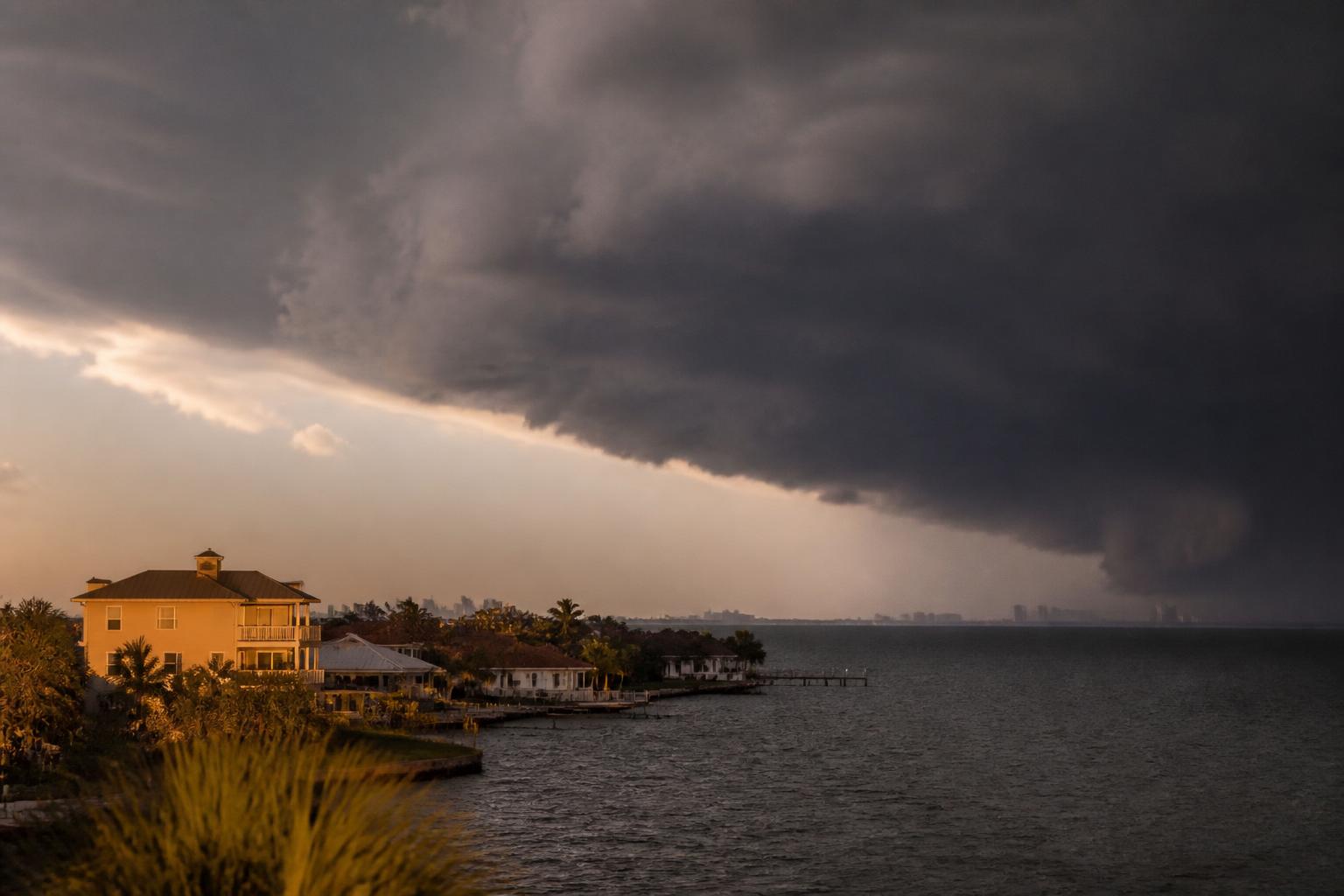 Storm front rolling over Tampa Bay